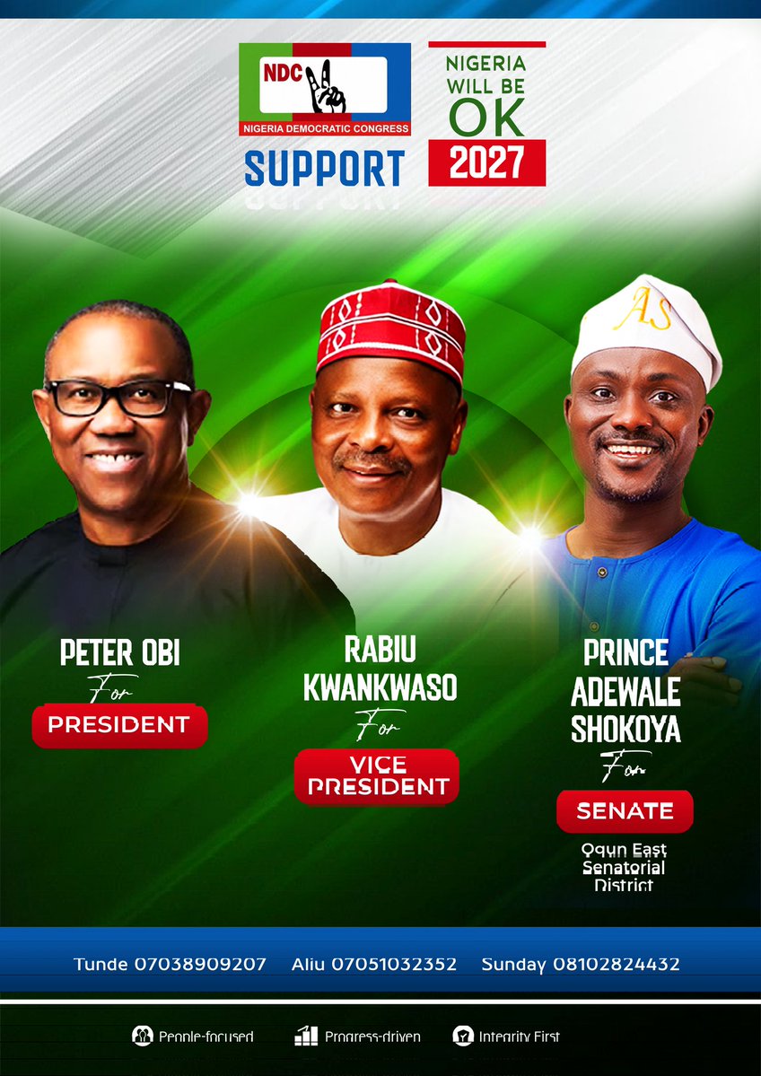 ShokoyaA's tweet photo. Let's build a nation that works for everyone.

A.S. is OK for Ogun East
NDC ...Service!
A.S ...Áájúṣe!

#Aajuse #OgunEastRising #AdewaleShokoya #2027Vision https://t.co/ELbpFm72ei