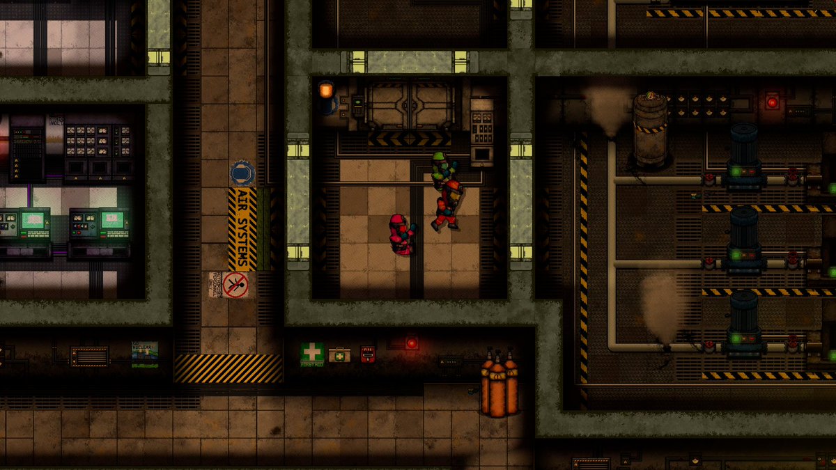 CojoKero's tweet photo. A few moments from my game Minutes to Meltdown for #screenshotsaturday 

A damage control, chaos engine for 1-4 players! 

Think #overcooked meets #ss13 with some #rimworld art style

#indiedev #coopgaming #indiegame https://t.co/dZZKBzSEAE