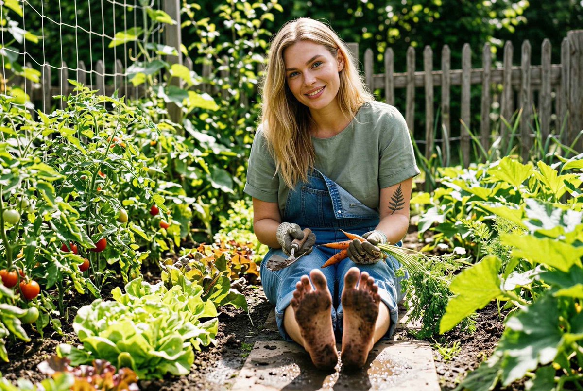 FarmgirlMaria's tweet photo. Fresh vegetables, muddy toes, zero regrets. Who else thinks the best days end with dirty feet? 🌱👣 #FeetFetish #DirtyFeet #BarefootLife https://t.co/sgOlS30Ikc