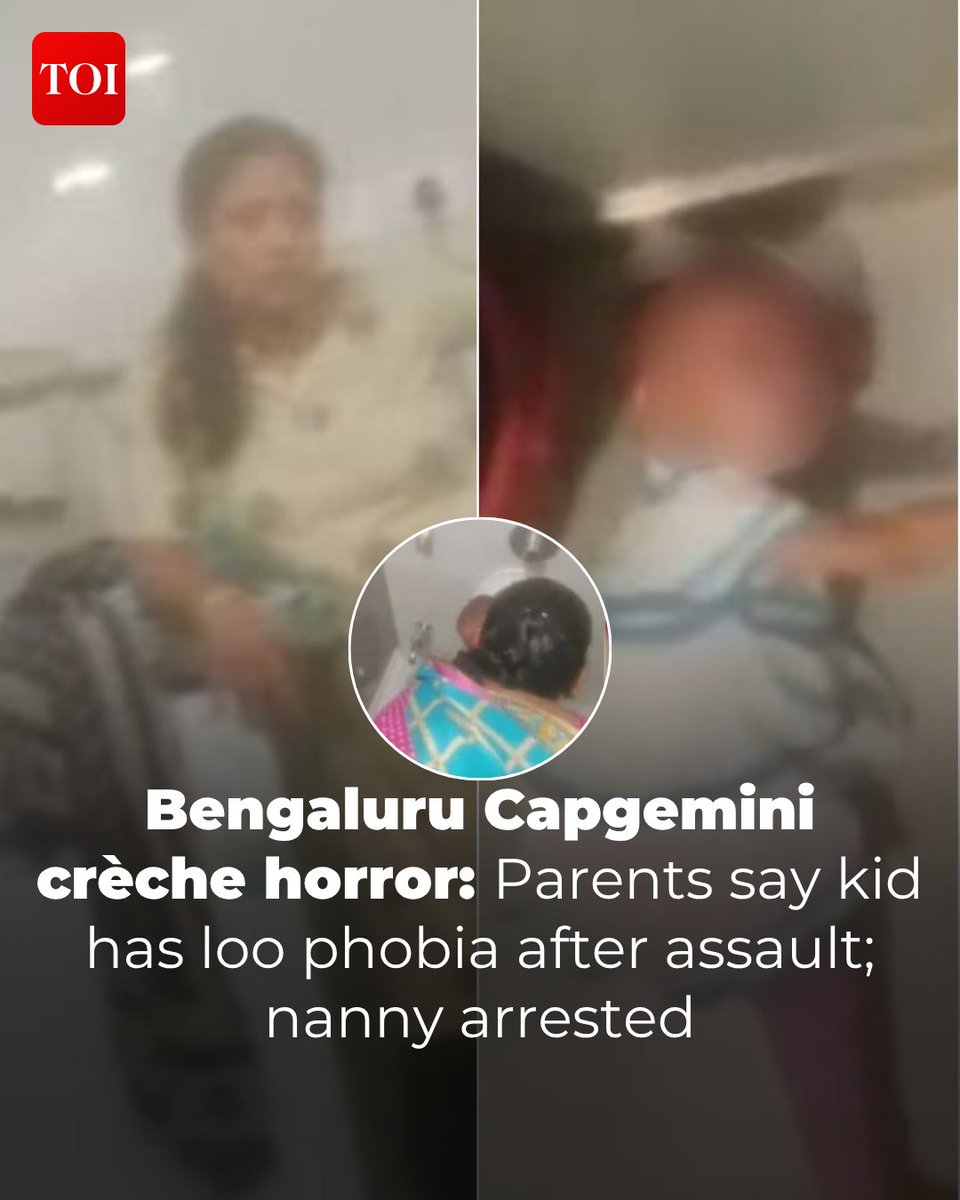 timesofindia's tweet photo. #Bengaluru | Three days after the alleged abuse at a daycare centre inside the #Capgemini campus in Brookefield came to light, parents of toddlers began recounting behavioural changes they believe may be linked to the incidents. In their statement to police, the parents of a two-and-a-half-year-old girl said their daughter developed an intense fear of bathrooms after joining the daycare. 

More details 🔗https://t.co/t3FENE5dA5 

News beyond the headlines — on the TOI App 👉 https://t.co/ogFaRsVinV