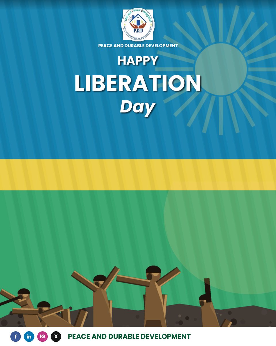 and_pdd's tweet photo. Happy #LiberationDay, Rwanda 🇷🇼 !
Today we honor the courage and sacrifice that freed our nation and shaped the Rwanda we build together every day. Our work continues — in peace, in unity, in durable development.
#LiberationDay #Kwibohora32 #Rwanda. https://t.co/VSNDct3Jbm