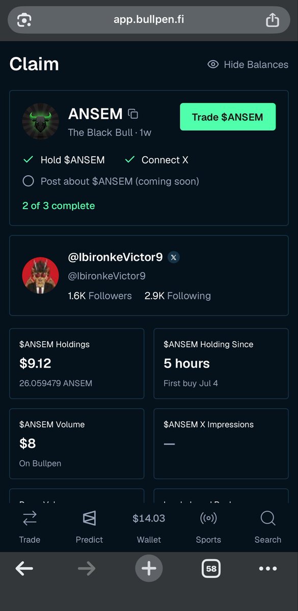 IbironkeVictor9's tweet photo. Just aped into $ANSEM  @blknoiz06 and officially joining the ride. 🐂🔥

Bullish on the vision, bullish on the community.

Next stop: $10B market cap.
Let’s see how far the Black Bull can run. 🚀📈 https://t.co/UtdjT2UUpU