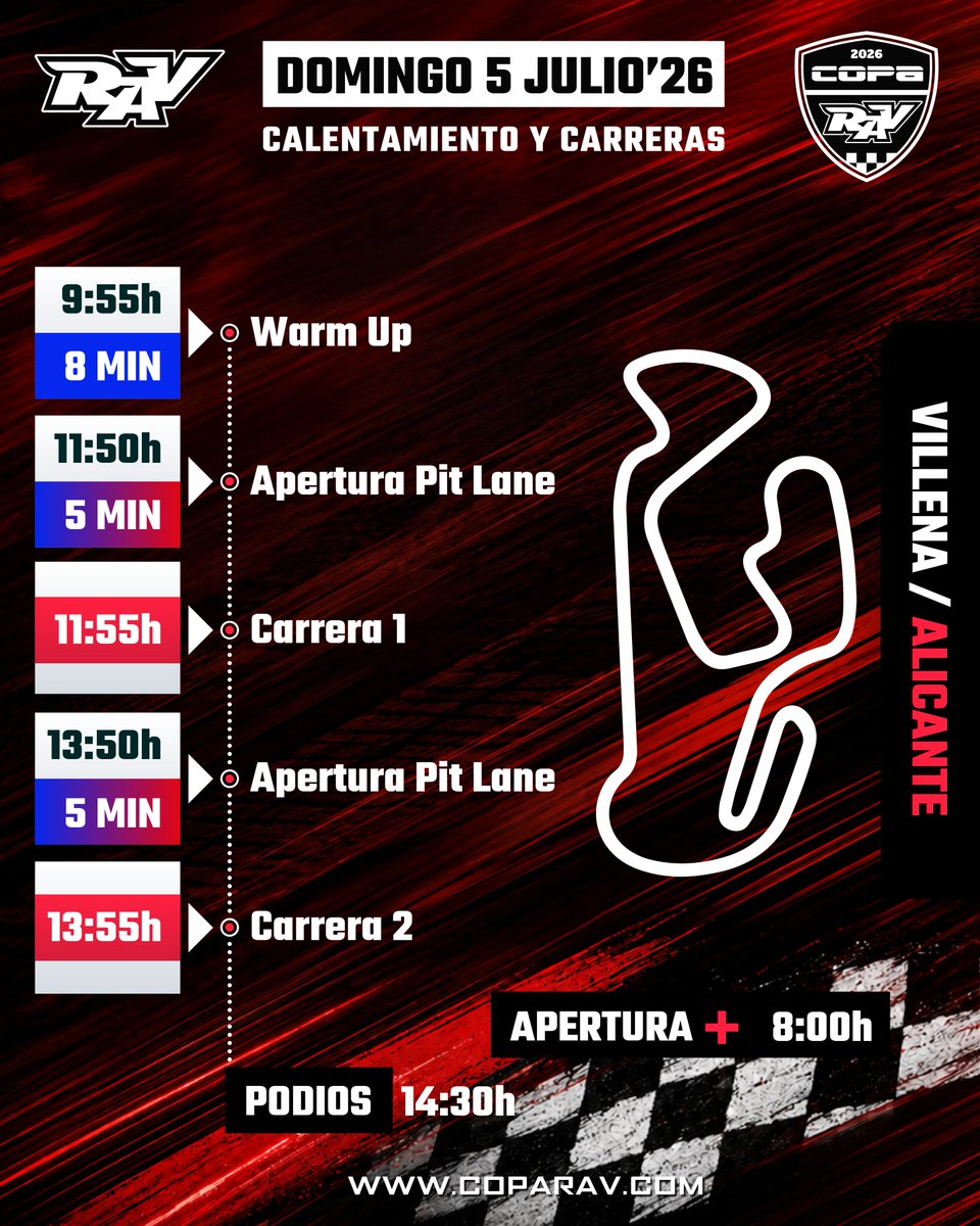 coparav's tweet photo. ⚠️ Atención, pilotos y asistentes.

Por motivos de organización, se han realizado modificaciones de última hora en los horarios del evento de este fin de semana en Villena.

#CopaRAV #Villena #Alicante #Horarios https://t.co/kF6Zob9RbF
