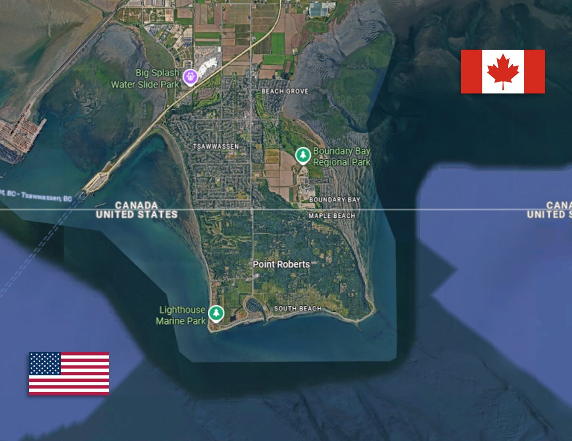 theiaincameron's tweet photo. Canada v Morocco is the World Cup Round of 16's only match where both countries border semi-enclaves of other countries. 

Canada has Point Roberts, a piece of Washington State attached to British Columbia. Morocco has Ceuta, a part of Spain jutting into the Mediterranean Sea. 

Stay tuned for more cutting-edge, geography-based World Cup analysis.