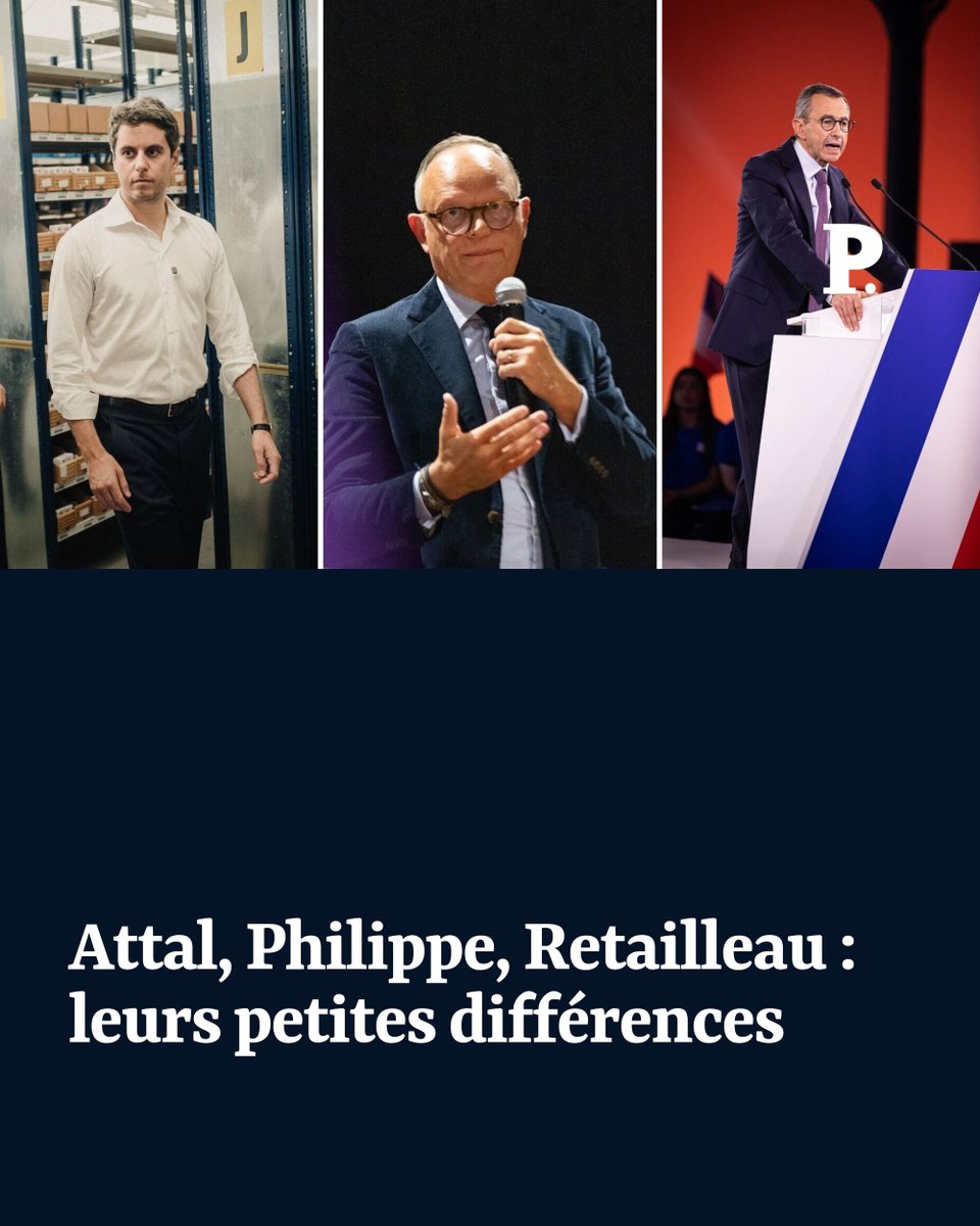 LePoint's tweet photo. Attal, Philippe et Retailleau : derrière leurs campagnes, de petites différences qui en disent long sur leur personnalité.

➡️ https://t.co/ReLyAnR100 https://t.co/IQnRmynXpt