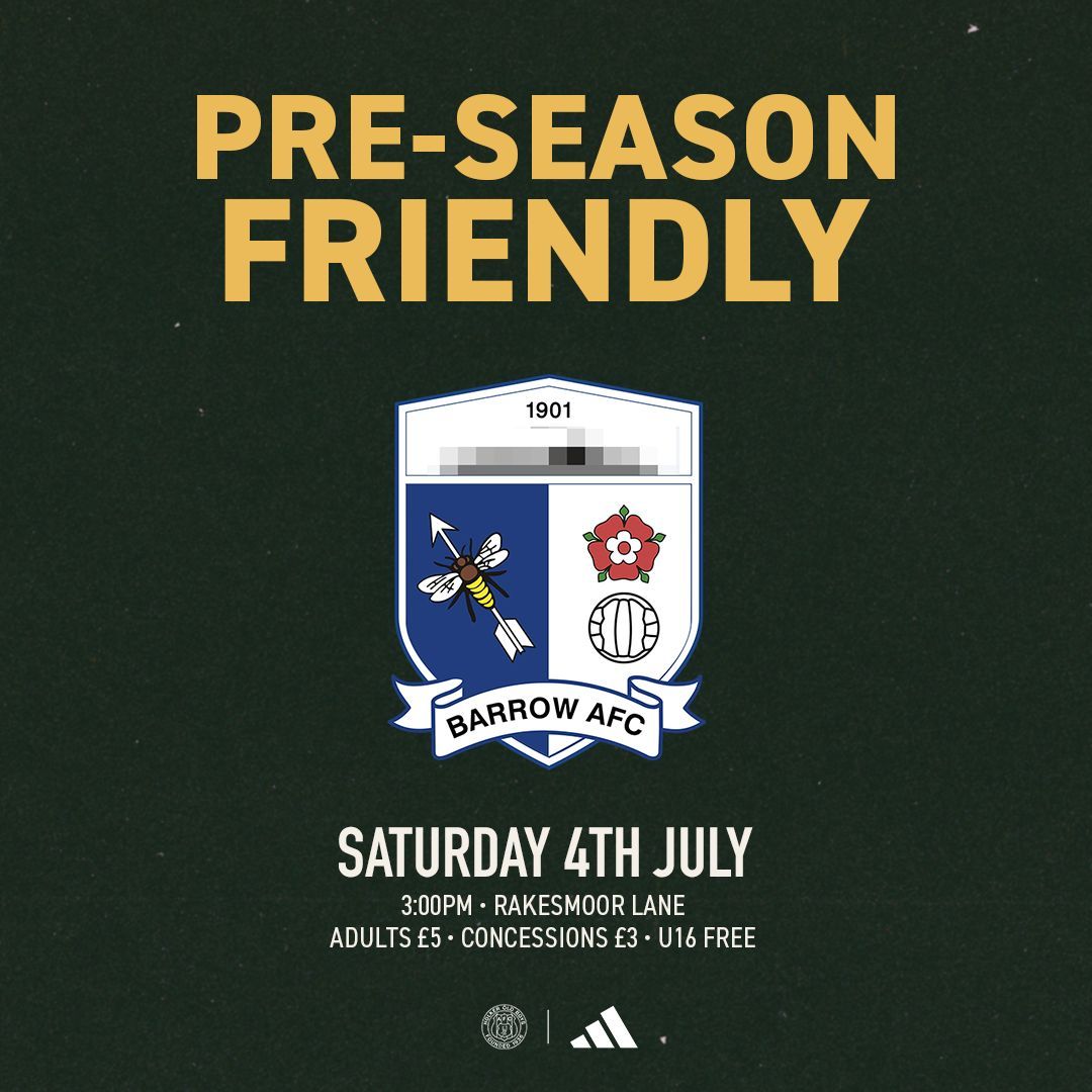 HOBAFC's tweet photo. 𝗠𝗔𝗧𝗖𝗛𝗗𝗔𝗬  (𝙿𝚁𝙴-𝚂𝙴𝙰𝚂𝙾𝙽)
🆚 @BarrowAFC
🕒 3:00pm
🎟️ Adults £5, Concessions £3, U16 Free https://t.co/1PdHRUdXIc