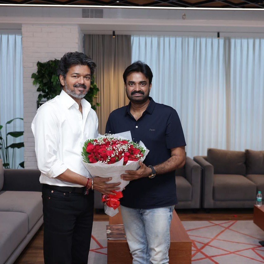 ActorVijayTeam's tweet photo. BREAKING: Director A. L. Vijay paid a courtesy visit to Tamil Nadu Chief Minister C. Joseph Vijay. https://t.co/3XZksYfLP7