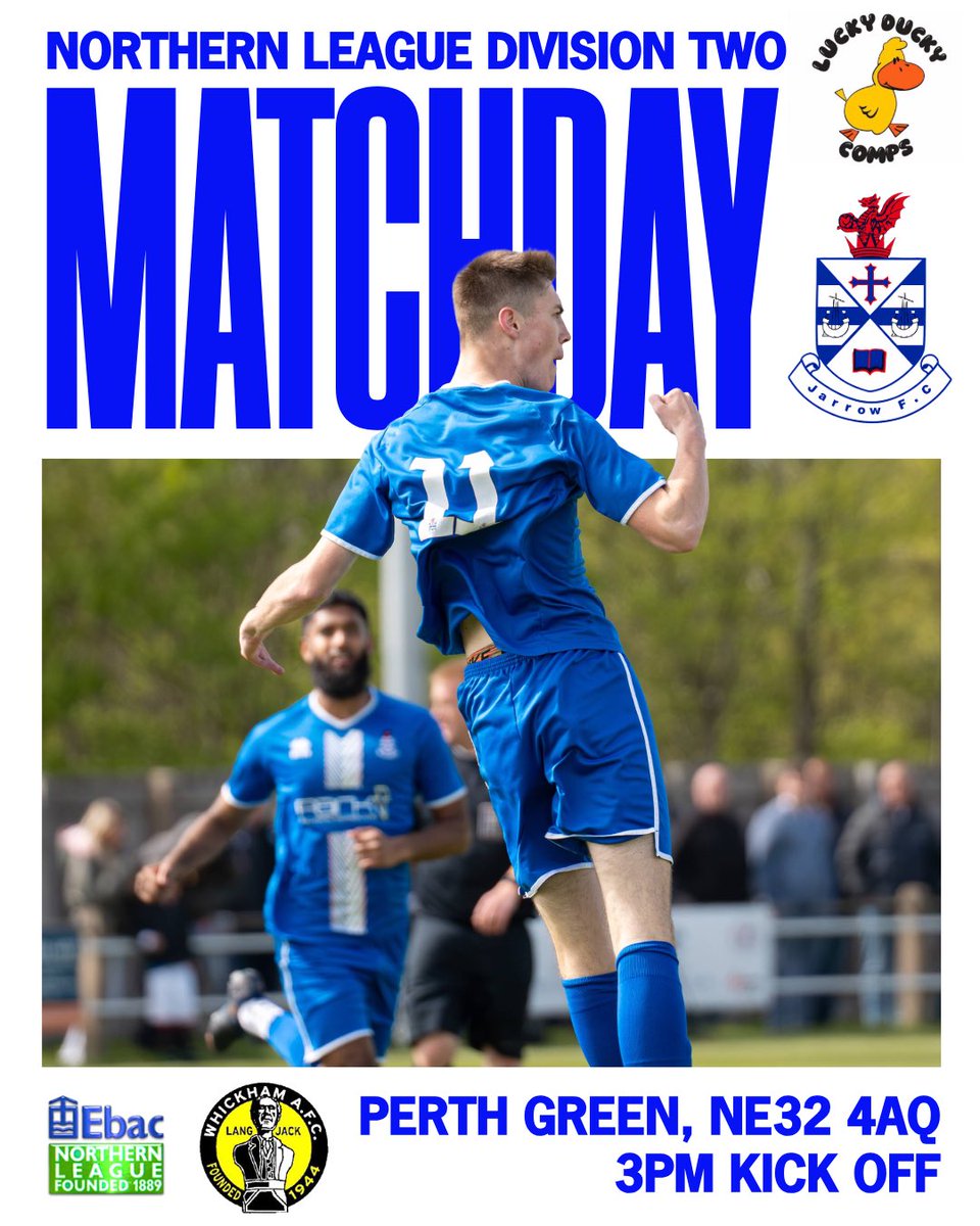 jarrow_fc's tweet photo. MATCH DAY!! ⚽️

🗣️ “There are some cobwebs to dust off, get down and enjoy some summer football!!”

🆚 @WhickhamFC 
🏆 Friendly 
⏰ 3pm 
🏟 NE32 4AQ
🎟️ £2
📸 @kieransg1 

proudly sponsored by @luckyduckycomps 

⚽️🔵⚪️🔵⚪️⚽️ https://t.co/NkYI0XjfG5