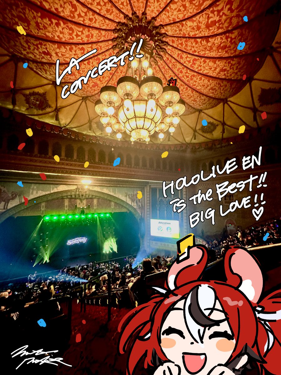 MikaPikaZo's tweet photo. I went to a HOLOLIVE EN LIVE!!!💫🇺🇸
It was the BEST!!!
A few years ago, I first met BAE in LA around this time of year.
So I’m really happy I got to see BAE and everyone from Hololive EN perform live in LA. They’re working so hard. 
It brings tears to my eyes.

It was truly, truly amazing. 
I had goosebumps from the very beginning. I was so happy to see the fans’ passion. 
People all over the world are having a great time!

I hope all the VTubers stay happy and enjoy themselves as they make their dreams come true.
It was the best concert ever. 
Good luck on day two!