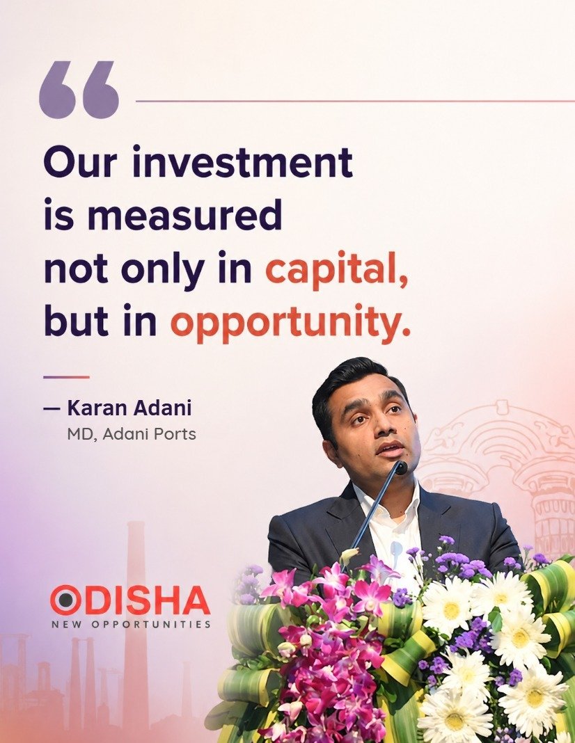 Shakhsiyat_251's tweet photo. Karan Adani: Adani Group Measures Investment by the Opportunities It Creates

Speaking at the MoU signing, Karan Adani said Adani Group's investments are measured not just by capital deployed, but by the opportunities they create for people and industries.

The proposed ₹1.08 lakh crore aluminium project will generate over 53,500 direct jobs while strengthening Odisha's industrial ecosystem.