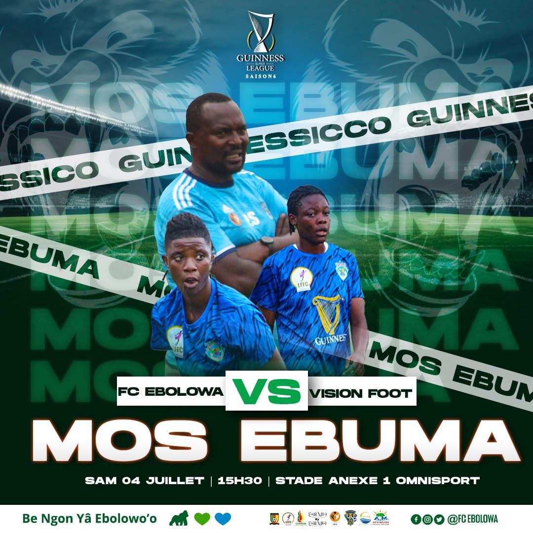 FCEbolowa's tweet photo. 💙💚WE'RE BACK
DEN #MOSEBUMA #GUINNESSICO ⚽🔥
🏆 @GSuper_League 6 J21
🆚 #VFA
📆 Samedi 4 Juillet
⏰ 15H30
🏟️ #Omnisports
📲#FCEVFA
#WeAreBeNgonYâEbolowoo🦍💚💙
#ChampionnesHonorifiques🇨🇲🏅🏆
#Vice_Championnes2025🇨🇲🏆🥈
#Championnes2024🇨🇲🏆🥇
@Camfool_
@edimosports
#ASMIS https://t.co/yoyCb5HaZQ