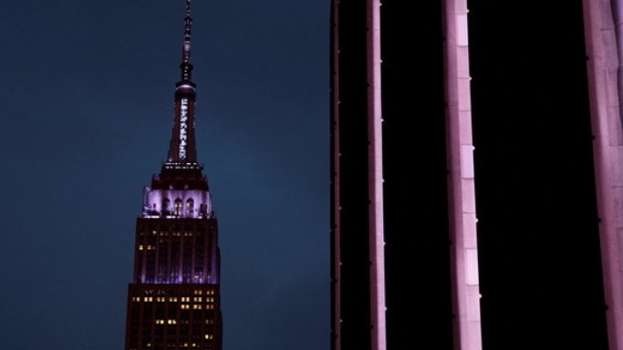 theTSupdates's tweet photo. EVENT OF THE CENTURY! 🩷

The MAIN New York buildings (Empire State and MSG) light up in pink for Taylor Swift &amp; Travis Kelce’s wedding. https://t.co/3LfFkOmows