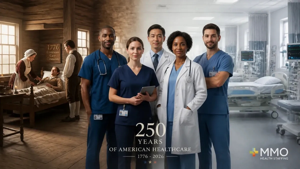 mmonursing's tweet photo. Happy 250th, America. From 1776 healers to 2026, excellence endures.

Read on our blog page: 
https://t.co/UNlNync3Ob

#America250 #HealthcareLegacy #MMOHealthStaffing https://t.co/slOPl9UXq9