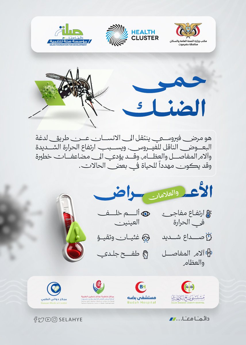 babakerhos's tweet photo. ماهي حمى الضنك؟

*الحملة التوعوية للوقاية من حمى الضنك*

#صلة_للتنمية
#مكتب_وزارة_الصحة_حضرموت
#كلستر_الصحة
#مستشفى_صالح_بابكر_الخيري https://t.co/mdLrTO1SY9
