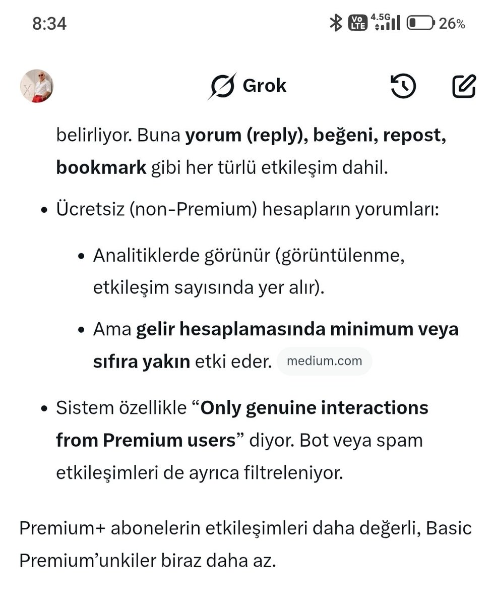 engin_11_'s tweet photo. Grokla yaptığım konuşmada yeni birşey öğrendim prenium plus olan hesapların yaptığı etkileşimler normal prenium hesaplara göre daha değerliymiş Elon para nasılsa etkili😮😮

Bende prenium plus kullandığıma göre mentlerim daha kıymetli değerini bilin 😂😂😂 https://t.co/DOy3QSesrO