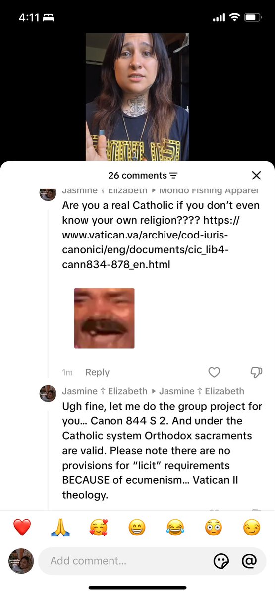 NexGenOrthoSis's tweet photo. @OrthodoxEthos If I have to do the homework of another Catholic again… Lord have mercy. TikTok commenters are wild https://t.co/wIjLngCvJU