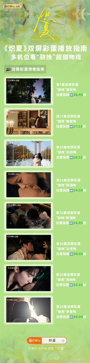 ruqingyyun's tweet photo. 📷 260704 #NeverEndingSummer Weibo Update

— The heart fluttering summer collection has been updated! 📁
oneone6xx’s multi-angle kiss scenes are now unlocked, with double the sweetness on double screens. 🍬

Relive every heart-fluttering moment from this summer in one go. 😋

Watch here ⏩ Open Mango TV, head to the drama’s on-demand page, and tap “Highlights” to unlock even more sweet moments.

#炽夏
#BaoShangen
#ZhouKeyu