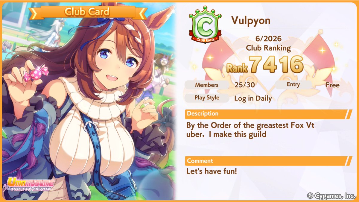 LordStronghold's tweet photo. #umamusume  if you don'thave a club yet you can join this one https://t.co/OVfrer2LAB
