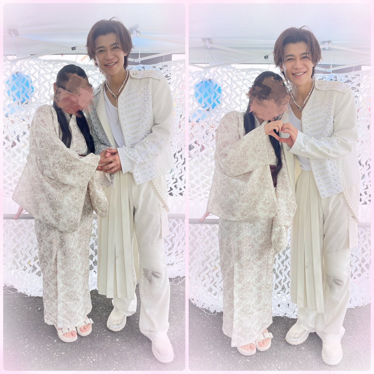 AxdGa2e's tweet photo. 🎀➰💖岐阜中津川七夕祭り🎀➰💖

🦁浴衣めっちゃ似合ってる！かわいい！
👧🏻ありがとう！
👧🏻ツギハトウキョウイクカラネ(ここでなぜか緊張してロボットみたいな日本語出てしまった😭)
　......一瞬時止まって
🦁え？ありがとう！待ってるね！
多分聞き取れなかったんだねレオン君😭
#新浜レオン https://t.co/xKSChvyBPg
