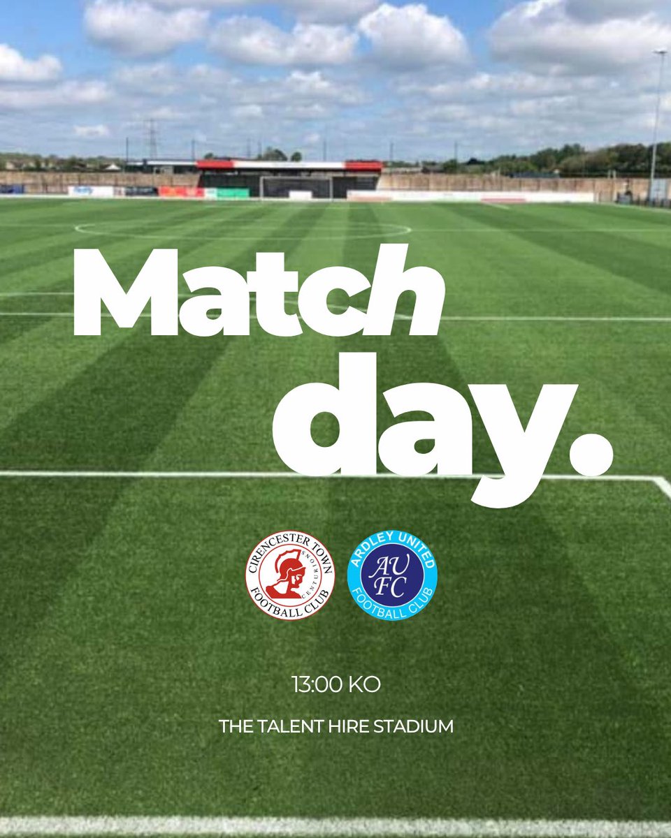 CirenTownFC's tweet photo. 𝐌𝐀𝐓𝐂𝐇𝐃𝐀𝐘 ⚽️

Our pre-season campaign gets underway this afternoon as we welcome @ardleyunitedfc to The Talent Hire Stadium.

⏰ Please note the earlier kick-off time of 13:00.

📲 There will be no live match updates this afternoon.

🔴⚫️ https://t.co/yuECeYlDp6