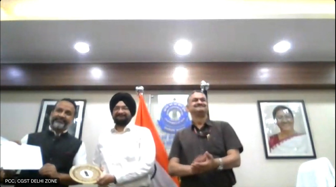 DgtsKzu's tweet photo. On GST Day 2026, Dr. Shailendra Sinha, DG, DGTS, felicitated Ms. Ritu Rani, AAD, with the DG Certificate of Meritorious Service, and Shri Indranil Roy Chowdhury, AD, &amp; Shri Ravi Athotra, Inspector, with the DG Certificate of Excellence for contributions to taxpayer facilitation. https://t.co/ZKL0nzSAYv