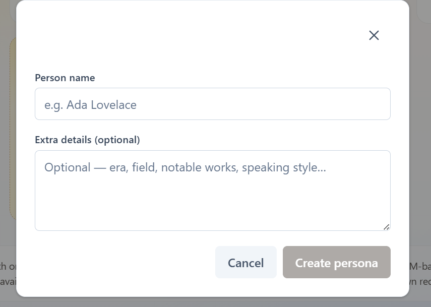 nikhild64's tweet photo. Also working on one more feature where user can ask for new persona on the go and model builds the persona for you to chat(this too experimental) https://t.co/P8au1u2djj