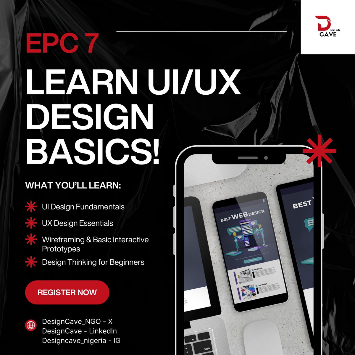 DesignCaveNGO's tweet photo. Thinking about learning UI/UX but don't know where to start?

DesignCave Enlightenment Cohort 7 is built for beginners who want to learn, build, and grow. 

Applications are now open!  

Apply now 
https://t.co/gHMhBWjKGp

#UIUX #DesignCave https://t.co/mEAeYjd493