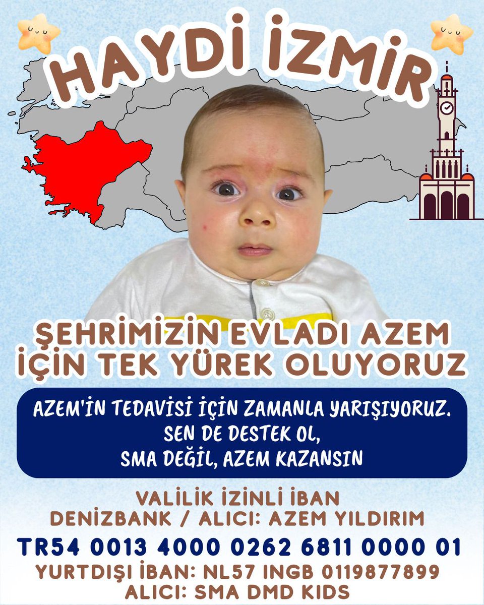 ckilic75's tweet photo. @smaazemyildirim Sma tip1 hastası 💙Azem’in zamanı daralıyor 😓 
Kardeşler bir arada büyüsün 🤲🏻
👉 çare SİZ"SİNİZ 👈

Ankara'da NATO Zirvesi 
New York Limanı'na
#TCGOruçreis #ABD 
2026 Dünya Kupası'nda #BizimÇocuklar   
#Günaydın 
#cumartesi 
Deniz Göktaş 
Ümit Özdağ https://t.co/vIWcRVVuUK