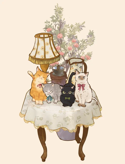 喫茶店の猫ちゃん達 来週素敵なお知らせがありますのでお楽しみに #猫とコーヒーときどき紅茶