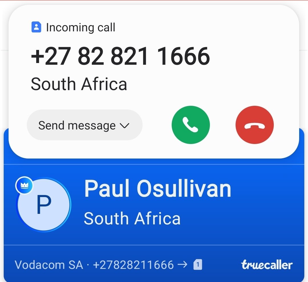 MediaZaban865's tweet photo. So after MP Shongwe posted a screengrab with OSullivan's number I had to test if the number is indeed OSullivan's.😁

Missed call. Ok.

Few minutes later, my call is returned. I did not answer nami.😅

Then followed by text with an email address.

This madala is busy mos, when does he enjoy old age with his grandkids?