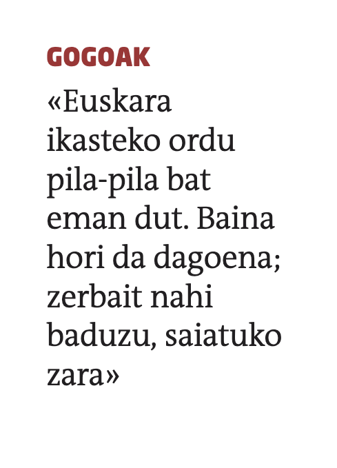 admeuskeraztald's tweet photo. «Euskara zubi bat izan beharko litzateke; zaila da, baina ikas daiteke»

«Euskara ikasteko ordu pila-pila bat eman dut. Baina hori da dagoena; zerbait nahi baduzu, saiatuko zara»

https://t.co/3aLrBatWij https://t.co/jfnqN1hp80