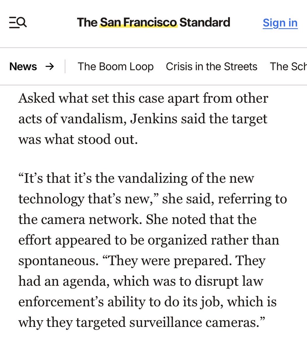 sf_mills's tweet photo. “Asked what set this case apart from other acts of vandalism, Jenkins said the target was what stood out.
“It’s that it’s the vandalizing of the new technology that’s new,” she said, referring to the camera network.” https://t.co/OLsYPTyN1F https://t.co/Zb0AlvfQOC
