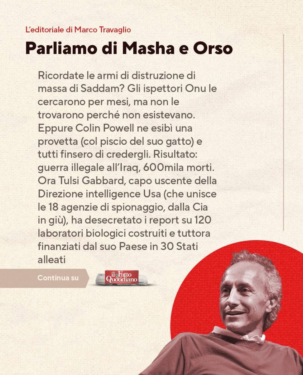 marcotravaglio's tweet photo. Parliamo di Masha e Orso

Leggi l'editoriale completo👉 https://t.co/aYboemvWiF
#ilfattoquotidiano https://t.co/5Wg2mr9KyI
