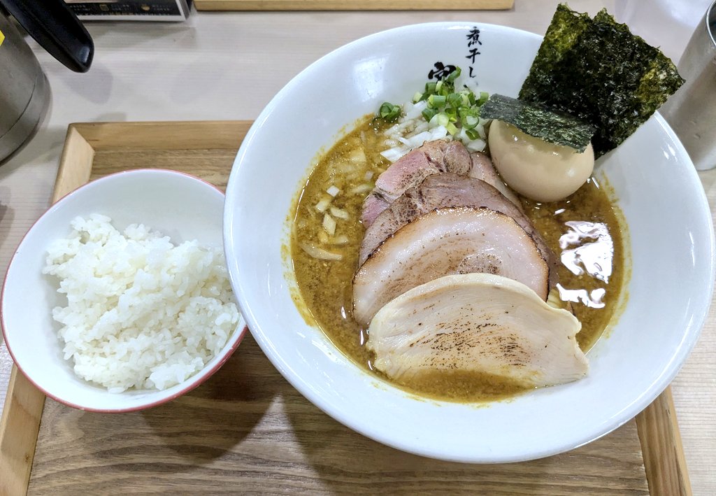 特製スパイシー味噌そば+ライス 煮干しつけ麺宮元@蒲田 16時過ぎ着の超