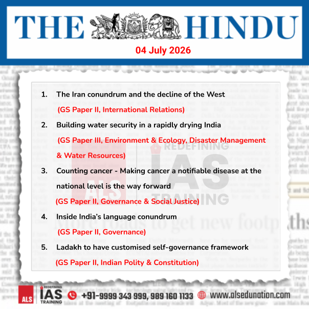 ALS_IAS's tweet photo. The Hindu- July 04, 2026
#Thehindu #UPSCNewspaper #CurrentAffairs #DailyCurrentAffairs #UPSCPreparation #IASPreparation #CivilServicesExam #ALSIAS #IAS #UPSC #civilservices #civilservicesexam #UPSCaspirants #NewsAnalysis https://t.co/AnBH5ubAEd