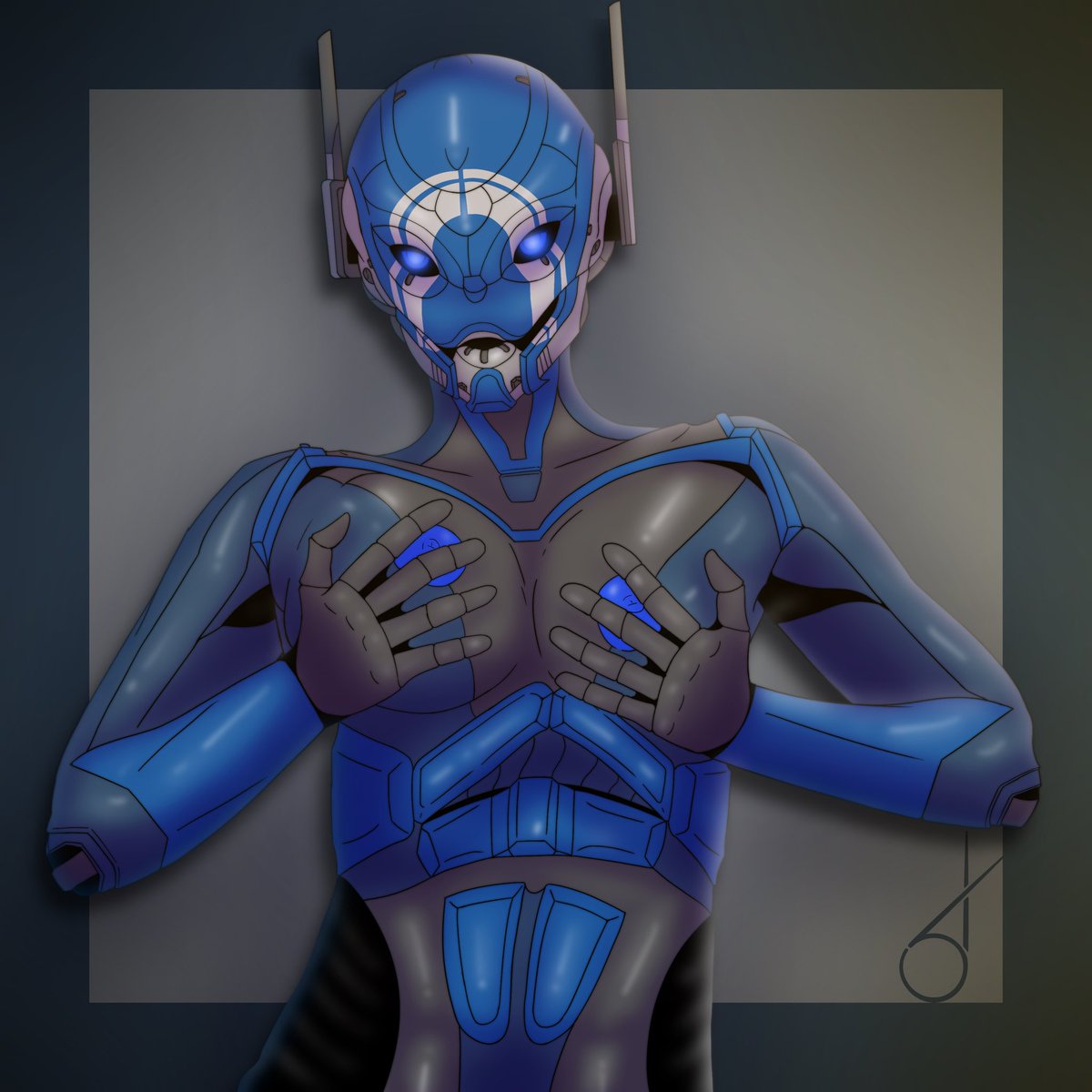 VeilTheExo's tweet photo. //Finally did a drawing of an Exo where I didn't spend 3.5 hours drawing every single armor panel. I think it turned out pretty good! Thank you @ExomindArtemis for being a lovely model! https://t.co/BldQUmz3Y7