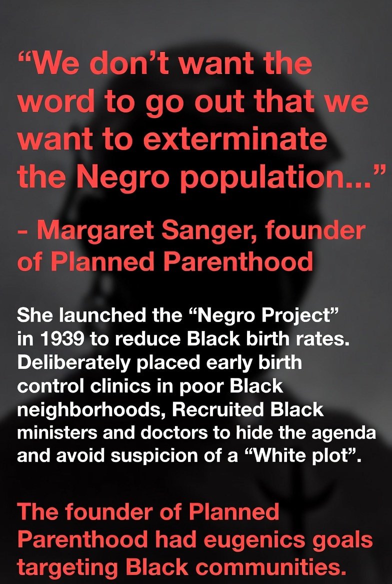 Long_Frog_Dong's tweet photo. @blackkefka ALL fathers are important. 
Democrats purposefully segregated blacks into poor areas to keep their numbers down. Democrat Margaret Sanger's eugenics ideologies were adopted by the Nazi's, corresponded w/ several KKK members including attending an all White KKK rally. All facts. https://t.co/NwujR0yPQu