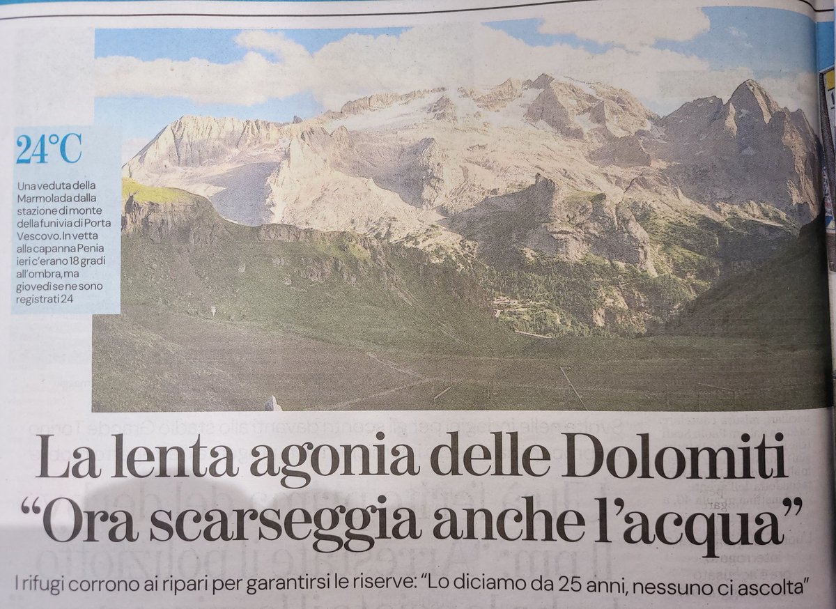Beppeley's tweet photo. Franco Nicolini, guida alpina, 66 anni, da 11 generazioni gestisce il Rifugio Tosa Pedrotti.
Su La Stampa di oggi.
#Dolomiti #montagna #Alpi #crisiclimatica https://t.co/udNtbxxQBC