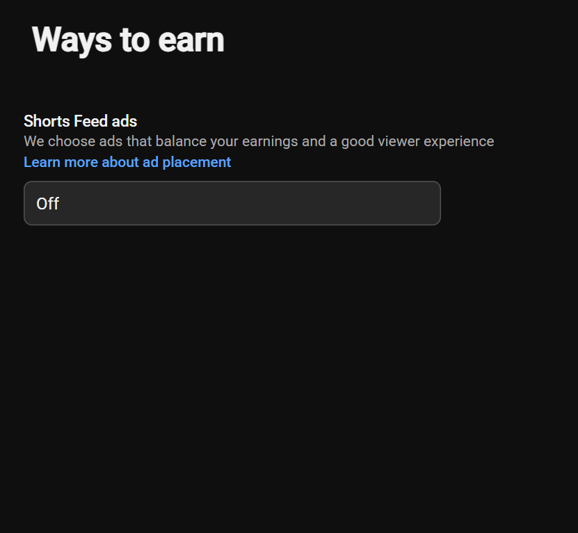 ReptileResearch's tweet photo. @TeamYouTube i am fully monetised yet i cant turn on ads for shorts, there seems to be a dropdown that simply isnt clickable. Can I get some help please? thank you. https://t.co/44xRAQkBCB