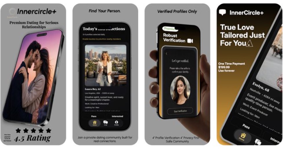 Icpapp's tweet photo. Hot take: dating apps are broken on purpose.

@Icpapp + fixes that.

Verified profiles. Curated matches. People who actually want something real.

Free on iOS 👇
https://t.co/ZwZMV09Yv1

#InnerCirclePlus #Dating #NewApp #AppStore https://t.co/VQAOdC0201