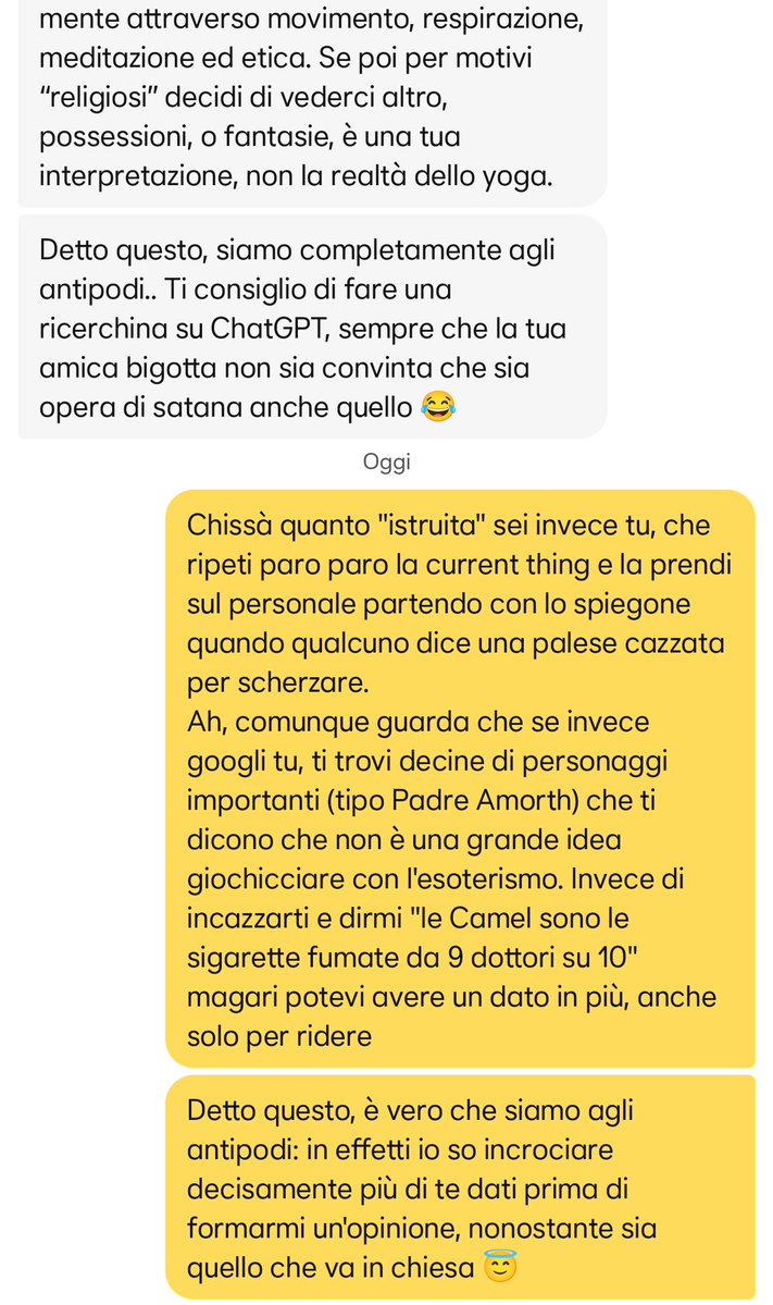 focaprotonica's tweet photo. Lo yoga porta alla possessione demoniaca, ma Cumcy indemoniata non lo sa 😇 @just_a_trad https://t.co/yBdzFaCZxy