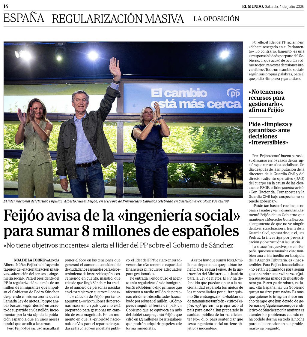 Rafa_Hernando's tweet photo. Regalar papeles o nacionalidades de forma masiva, sin control policial ni de veracidad sobre el nacimiento a millones de personas, es un disparate q tendrá impacto sobre nuestros servicios sociales

Pero también sobre nuestro censo electoral, y esto es lo q busca el Sanchismo👇 https://t.co/NsPG118NZG