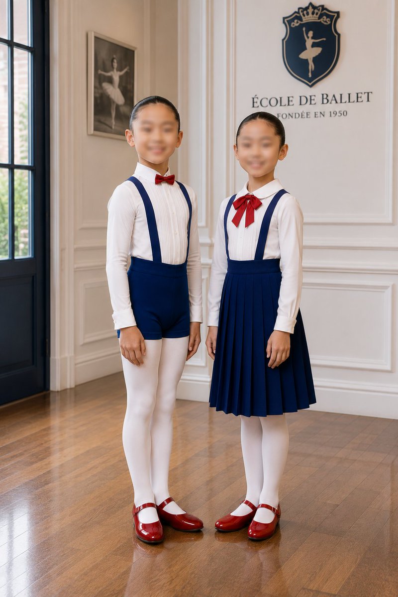Haruballet1's tweet photo. 【AI創作】
とあるバレエ学園の指定制服
男女ともに白タイツ着用、ヘアスタイルは、ワックスでしっかり固めたデコ出しシニヨン

男の子の方が脚の露出度高い制服好き https://t.co/chMgo2UGaE