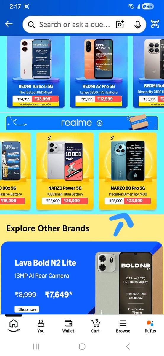 ssyuvaraj's tweet photo. Realme Narzo 80 pro I got it for 19k on 15th JUN 2025. Now on amazon prime day sale it's 23999.. This is the reality of sale. #Amazon #AmazonSale #Primeday @amazonIN https://t.co/TpIDq9O63S