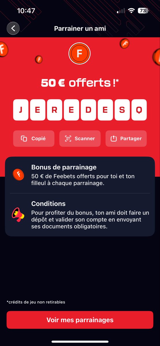 Lvick58's tweet photo. 50€ offert en parrainage avec ce code #mundialdefútbol2026 #cdm @Betclic https://t.co/fDKk6kSp0R