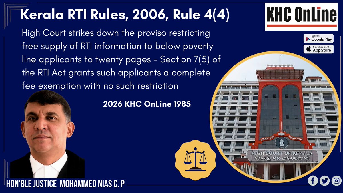 khconline1's tweet photo. #RTIAct #KeralaRTIRules #RightToInformation #KeralaHighCourt #BPL #FeeExemption #IndianLaw #LegalUpdates #Transparency #InformationRights https://t.co/aVfUXTFMgQ
