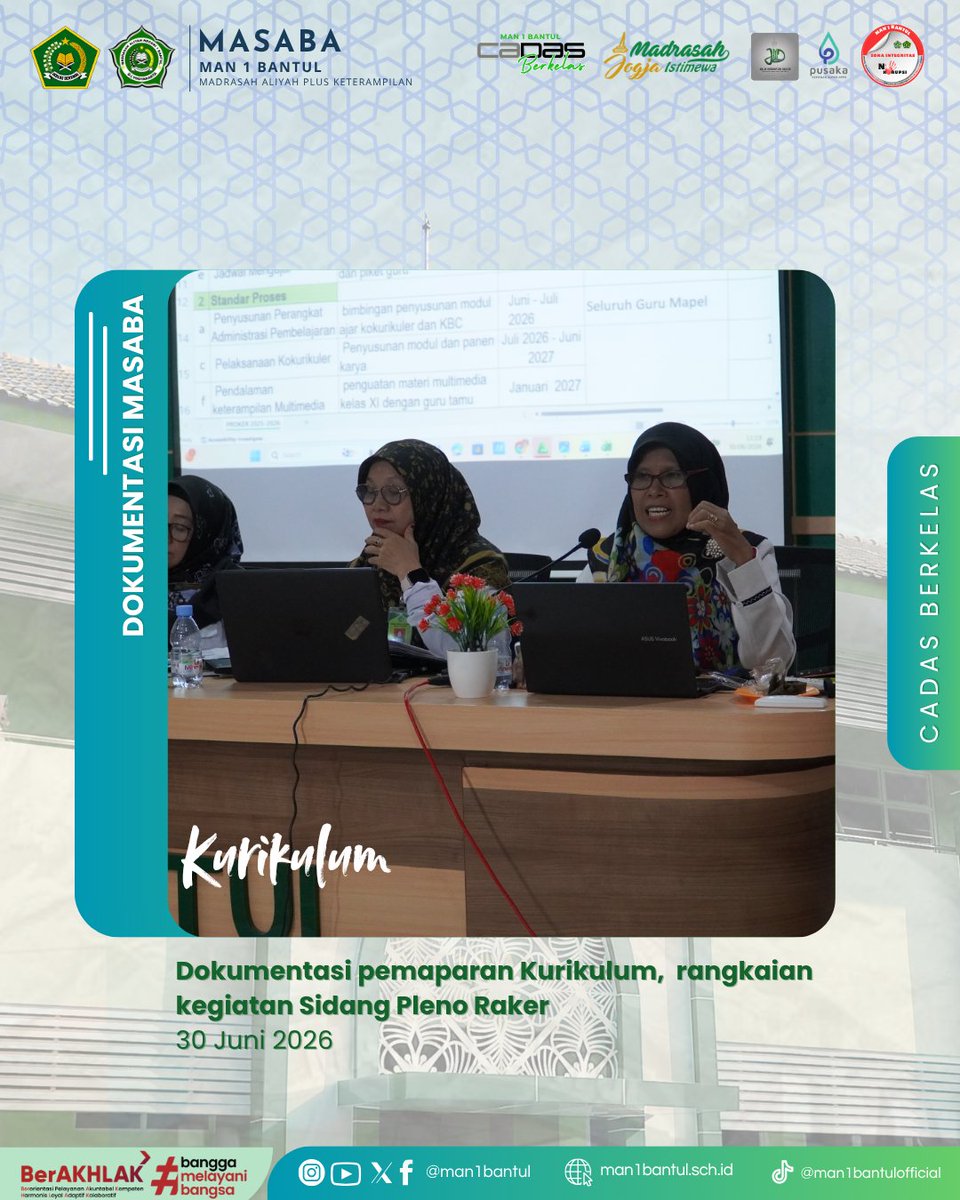 man1bantul's tweet photo. Dokumentasi pemaparan Kurikulum,  rangkaian kegiatan Sidang Pleno Raker
30 Juni 2026 https://t.co/A3ZJE7LgCy