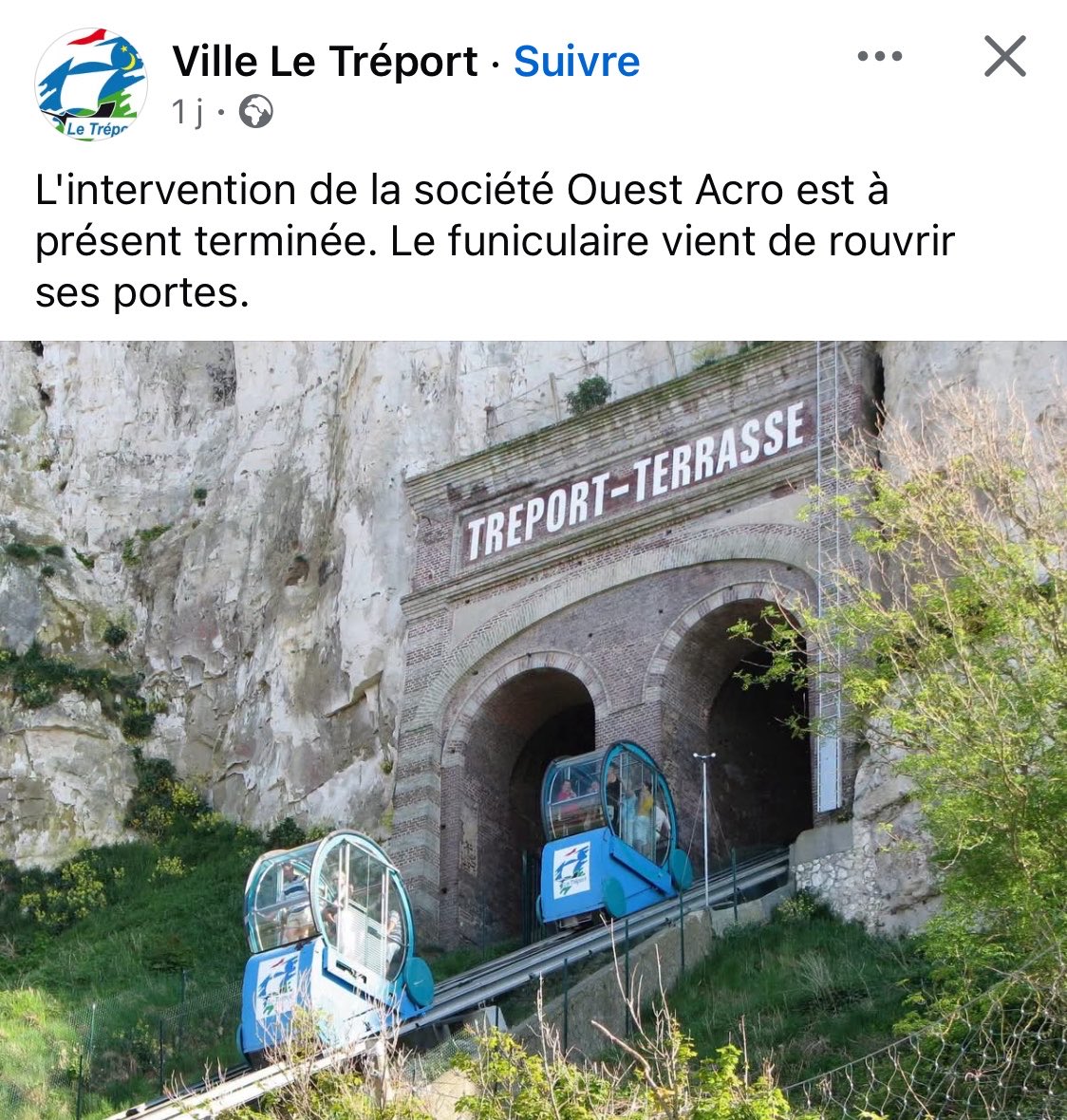 UsagersSNCF's tweet photo. La ville du #Treport vient de rouvrir son #funiculaire https://t.co/LcXP1wpKjq