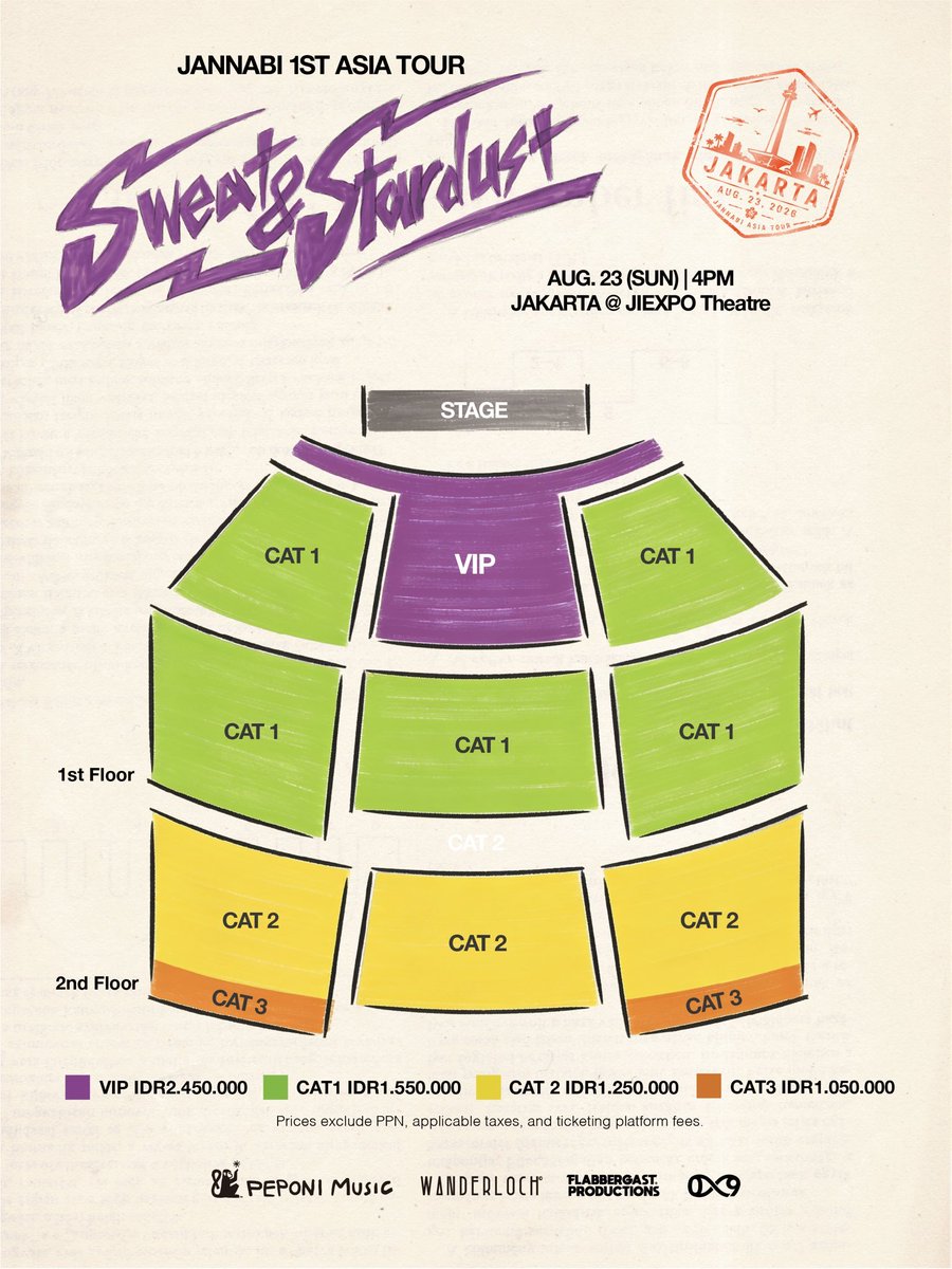 afterencoree's tweet photo. ꒰ after encore ꒱  
OPEN TICKETING ASSISTANCE JASTIP JASA TITIP JASWAR JASA WAR

JANNABI 1st ASIA TOUR : SWEAT &amp; STARDUST in JAKARTA
Date : 23 August 2026 (Sunday)
Venue : JIEXPO Theatre https://t.co/qZoyCUCrYk