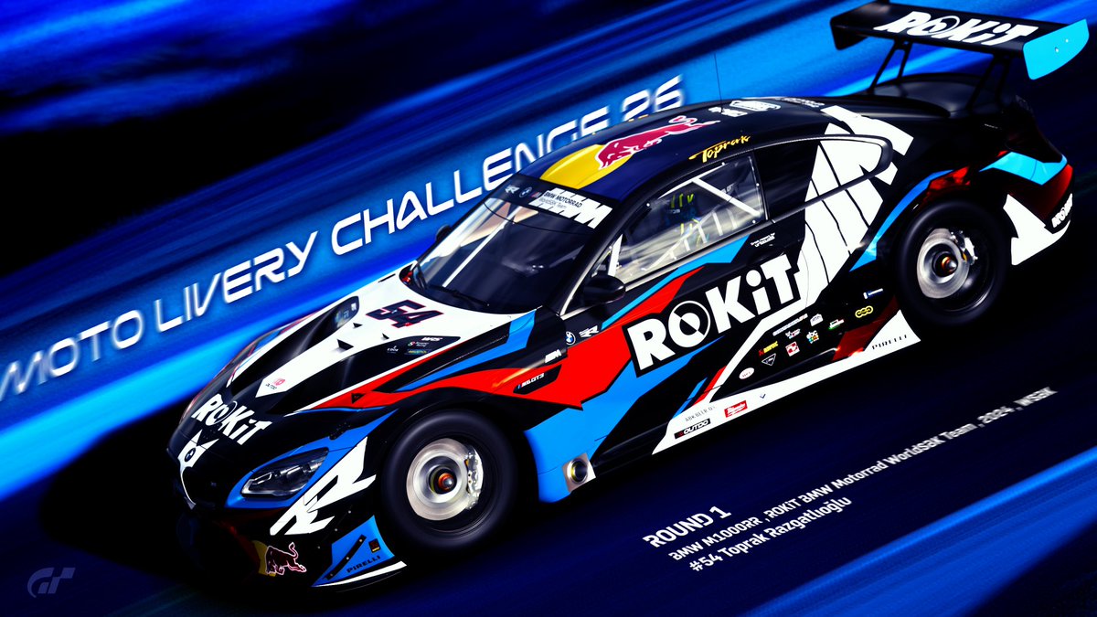 rait5_61's tweet photo. MotoLiveryChallenge 26 Rd.1

#MotoLiveryChallenge #GT7_MLC26
 #GT7Livery  #GT7
#BMW  #WSBK

BMW M6 GT3
Inspired by ROKiT BMW Motorrad WorldSBK Team M1000RR '24
Toprak Razgatlıoğlu #54 https://t.co/gOATXJcBQE